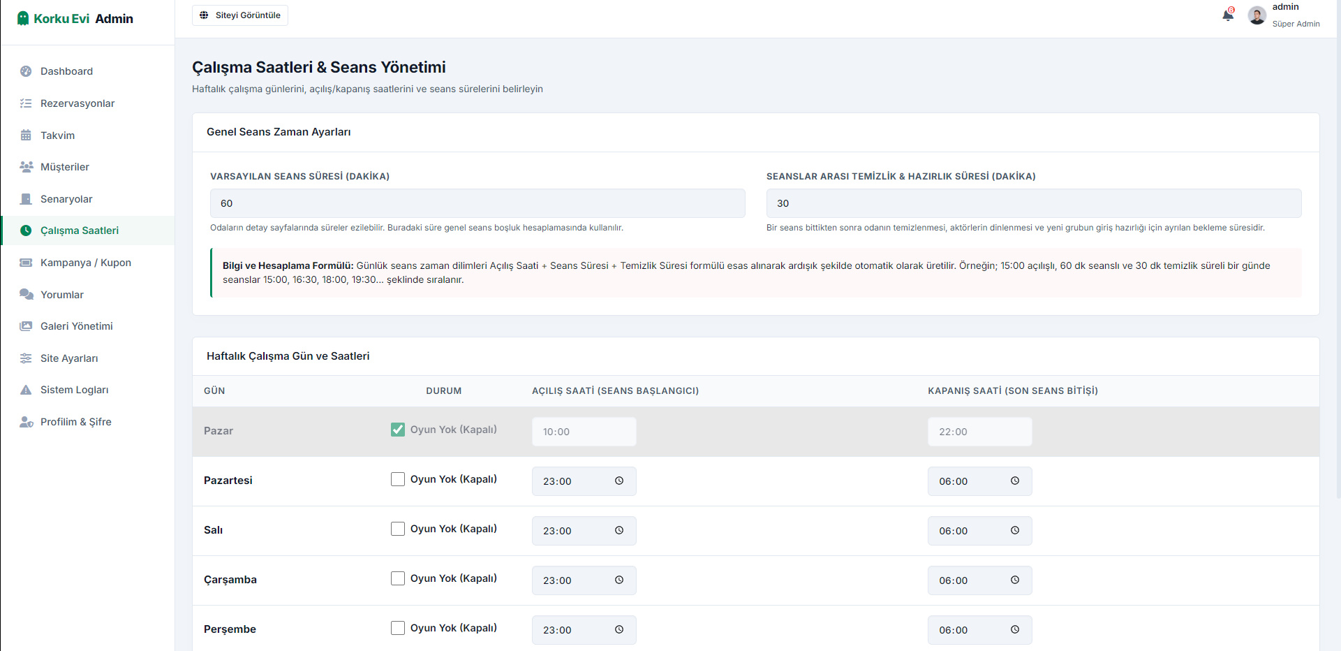Admin Panel Görüntüsü
