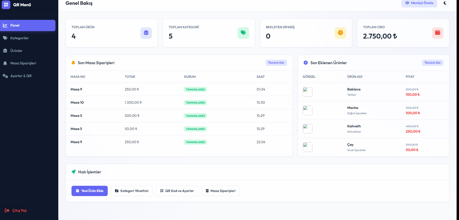 QR MENÜ YAZILIMI Önizleme 2
